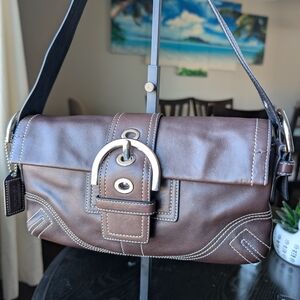 Sophisticated Brown Leather Coach Bag